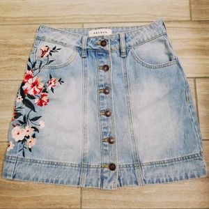 Pacsun embroidered mini denim skirt
